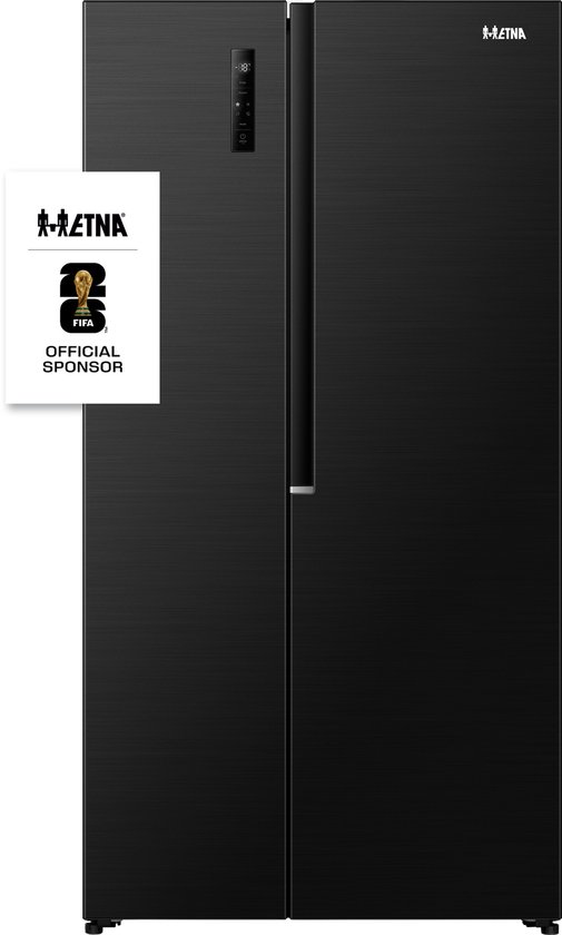 ETNA AKV6178ZWA - Amerikaanse koelkast - No-Frost - 178 cm hoog - 544 liter - Energielabel C - Invriesvermogen 12 kg/24u - Geluidsniveau 37 dB - LED Display - SuperCool - FastFreeze - Deuralarm - Interter Compressor - Multi Airflow - Energy Saving