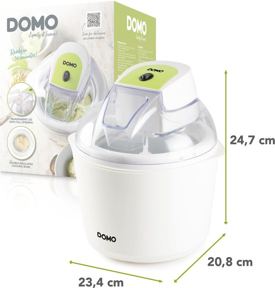 DOMO DO9304I IJsmachine met Vrieskom - IJsmaker - Roomijs - Sorbet - Frozen Yoghurt - 1,5 liter - Wit van Merkloos — afbeelding 5