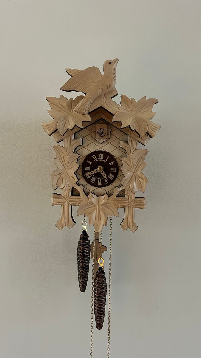 Schneider koekoeksklok 70/9 - vogel - 1 daags uurwerk - 23 cm hoog - blank hout