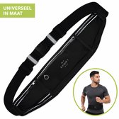 MySportFit - Premium Hardloop Heupband - Waterafstotend en Ademend Materiaal - Verstelbaar - Reflectoren - Ruime Opbergvakken voor Smartphone, Drinkfles of Powerbank - met Kabel Uitgang - Unisex - Zwart - Hardloopriem - Running belt - Fitness - Sport