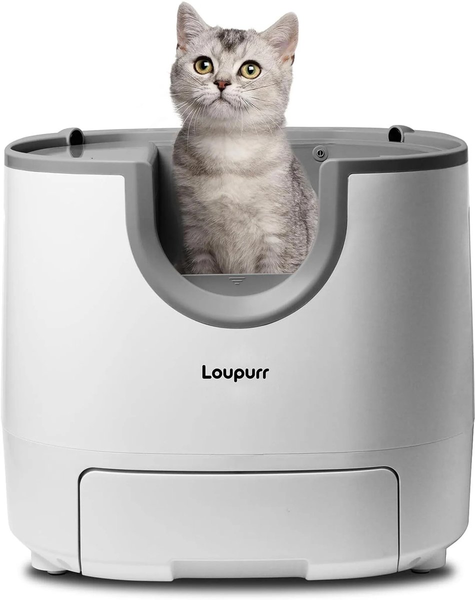 Loupurr zelfreinigende kattenbak met groot volume – open design voor meerdere katten, 11L afvalbak, stil ≤40 dB, veiligheidssensoren, vervangbare siliconen binnenbak
