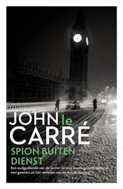 Boekhoes met John le Carré's 'SPION BUITEN DIENST'. Een sneeuwachtig Londen met de Big Ben op de achtergrond.