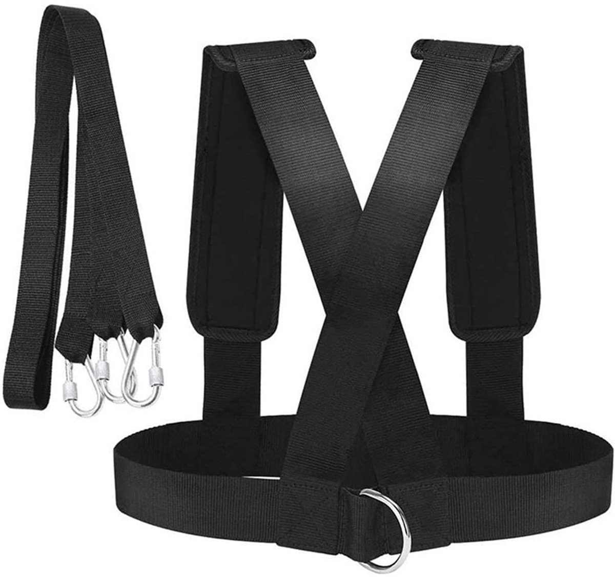 Versterkt slee-trektuig met slot – Zware belasting tot 1,5T, trekband voor snelheid-, kracht- en conditietraining, voetbal & fitness