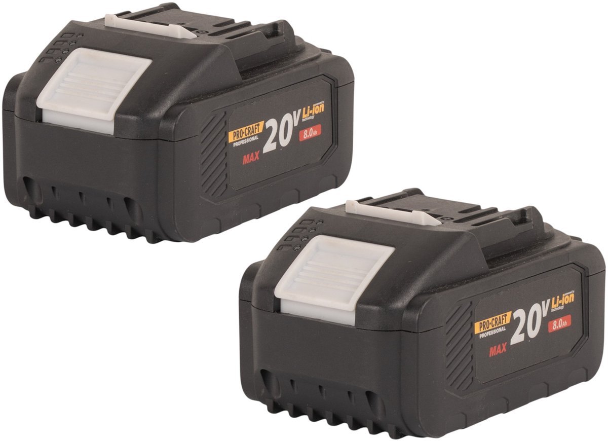 Procraft 2x 20/8 accu 20 V 8,0 Ah / 8000 mAh Li-ion met laadindicator