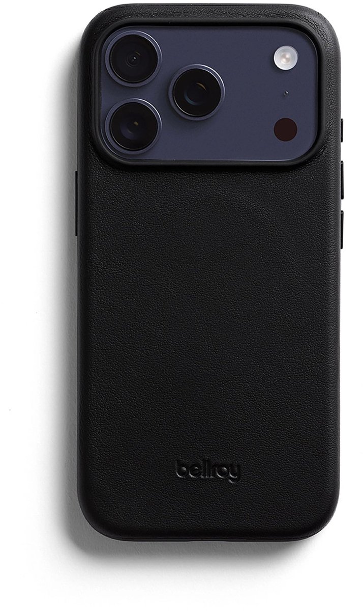 Bellroy hoesje iPhone 17 Pro – Superdunne Vormgeving – MagSafe Compatibel – Duurzaam Leer en Schokabsorberend Polymeer - Zwart