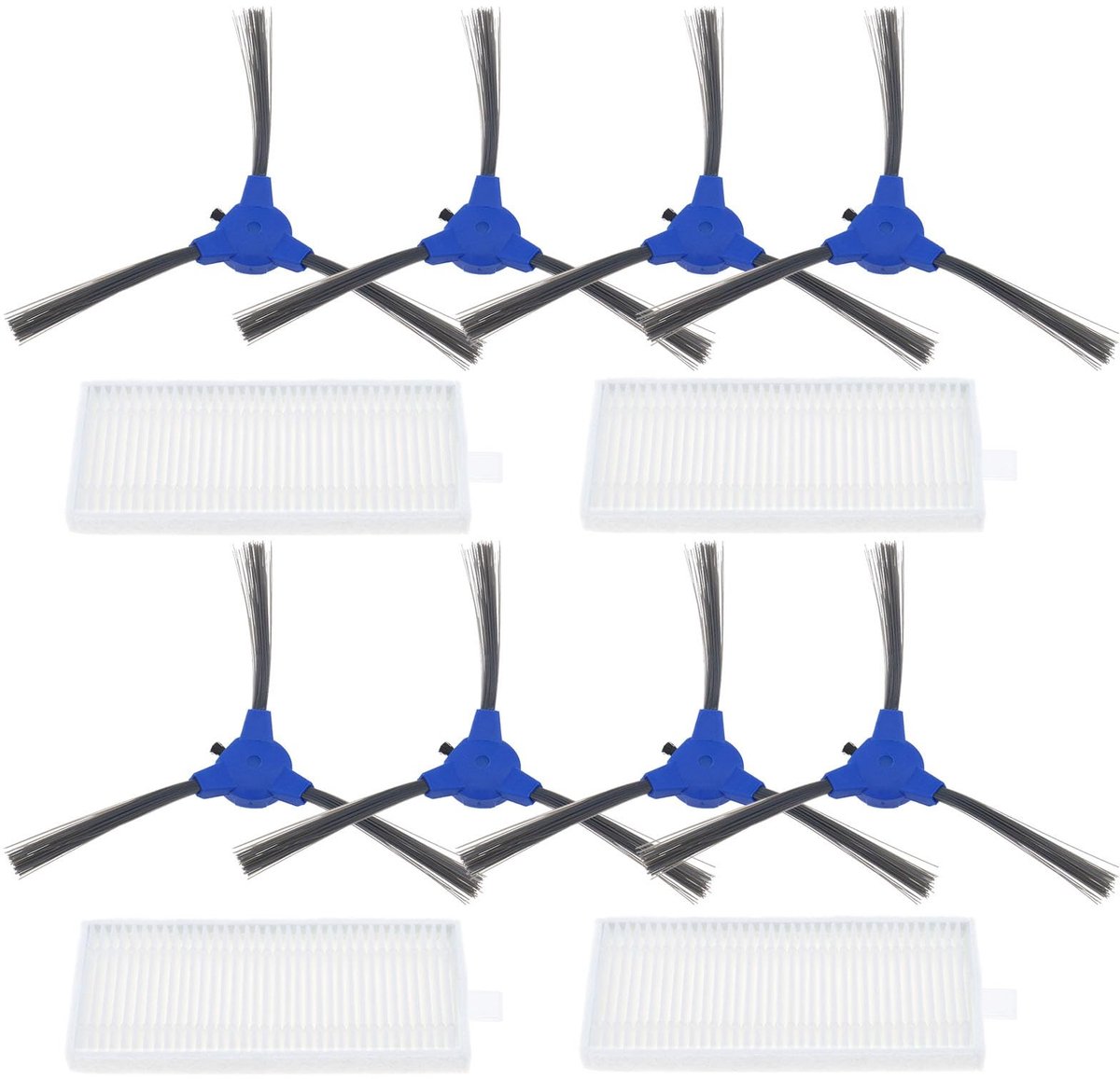 Allecto - 12 stuks zijborstels - Vervanging filters - Eenvoudig te installeren - Geschikt voor Bagotte BG600 BG700 BG80 - Robotstofzuiger accessoir...