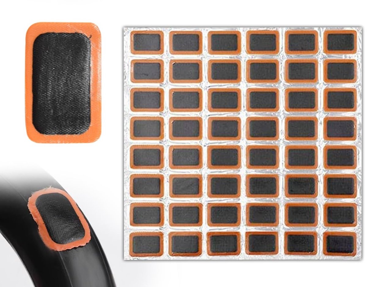 Allecto - Fietsbanden reparatieset - 48 stuks - Compleet en handig - Vierkante patches - Geschikt voor alle fietsen - Inclusief stickers