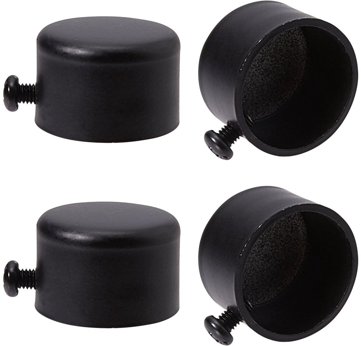 Allecto - Gordijnroede Eindstukken - Metalen Gordijneindstukken - Zwart - 28mm Cilindrisch - Decoratie Accessoires - Geschikt voor Thuis en Kantoor