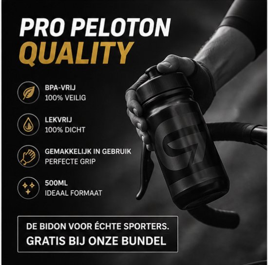 STRYDE Sportbidon 500 ml - BPA-vrije Fiets Bidon - Knijpbare Drinkfles Wielrennen & Sport - Zwart — afbeelding 2