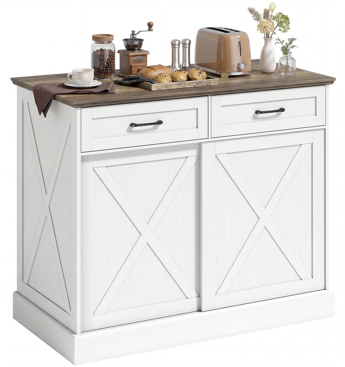 HOMCOM Keukeneiland - Spaanplaat, MDF - 106,4 x 57 x 92 cm - Wit