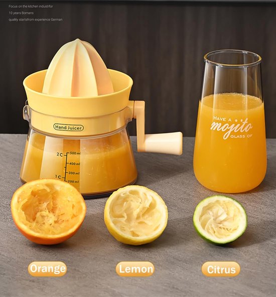 Handmatige citruspers met draaibare kruk - Maximale sapopbrengst voor citroen, sinaasappel, limoen en grapefruit - Ergonomische handgreep, grote capaciteit en eenvoudig schoon te maken van Merkloos — afbeelding 2