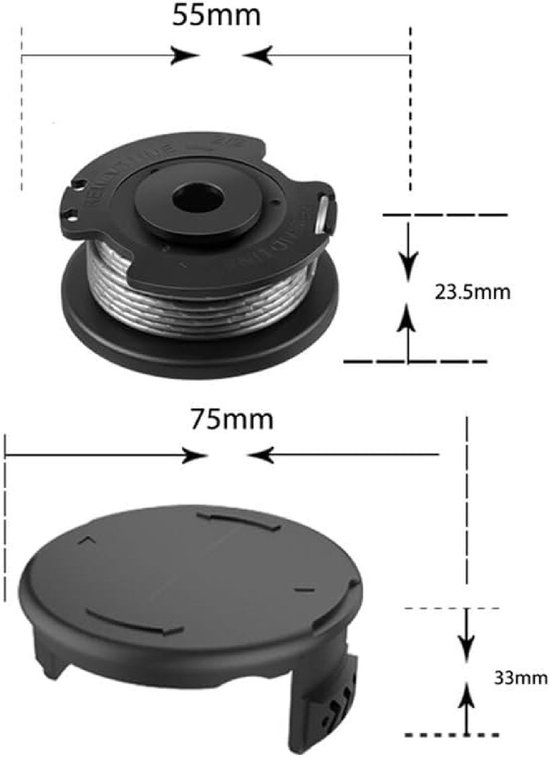 Vervangingsspoelen F016800569 Geschikt voor Bosch EasyGrassCut grasmaaiers, en vervangingsspoelen F016800385 (5 stuks) Geschikt Geschikt voor ART 23SL/26SL modellen. van Merkloos	 — afbeelding 2