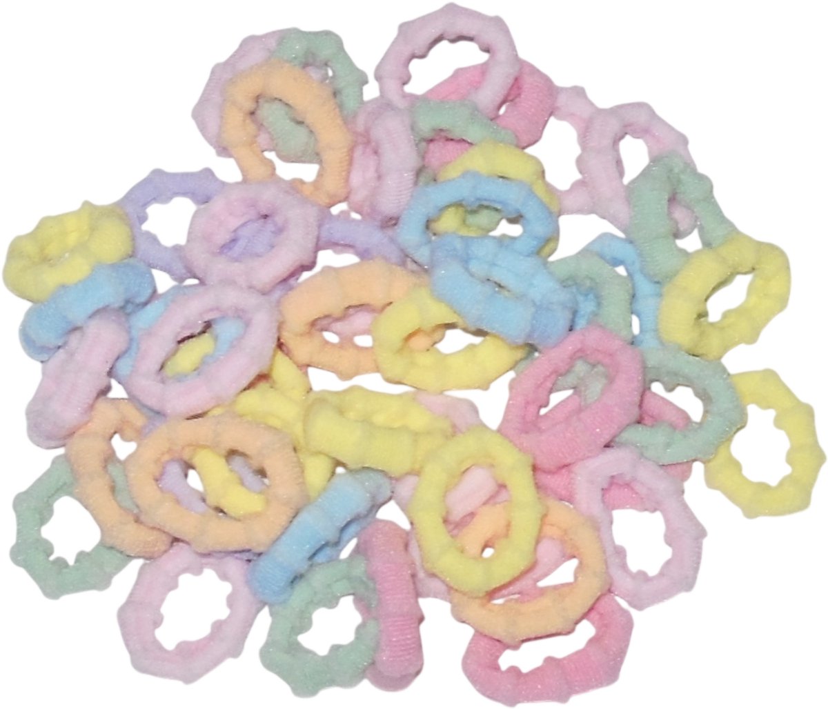 Mini elastiekjes zachte kleuren per 50 stuks.