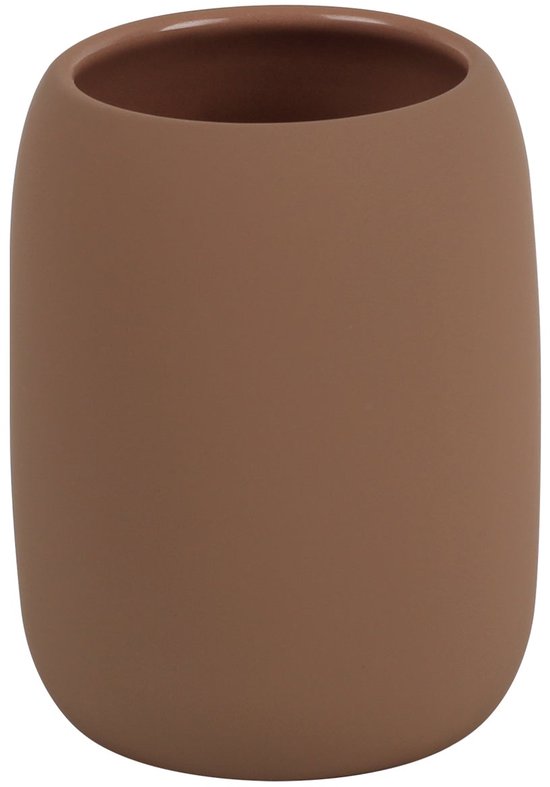 Bruine beker met een ronde vorm en een matte afwerking.