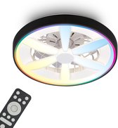 BRIlONER Air - Plafondventilator met RGB verlichting - LED plafondlamp met ventilator - dimbaar - 5 snelheden - ventilator lamp zomer- en wintermodus - RGB & CCT - Ø48cm - zwart