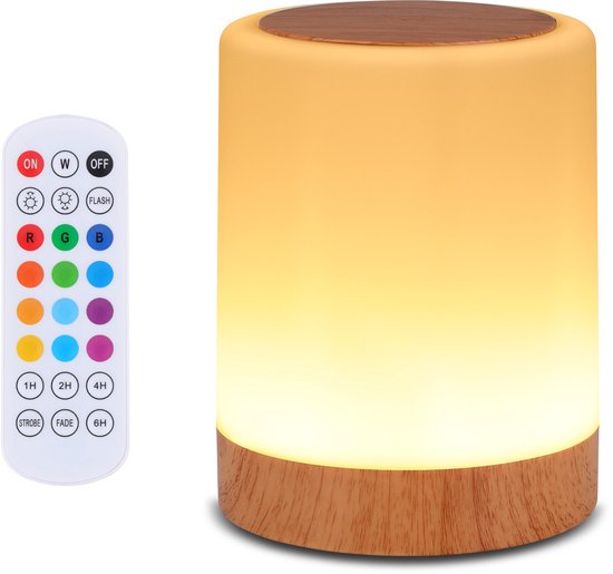 LED-nachtlampjes voor naast het bed, aanraakgevoelige nachtlampjes, set van 2, 13 kleurveranderingen, 3 standen, USB-opladen, te gebruiken als campinglampjes of babylampjes - inclusief afstandsbediening. van Merkloos — afbeelding 5