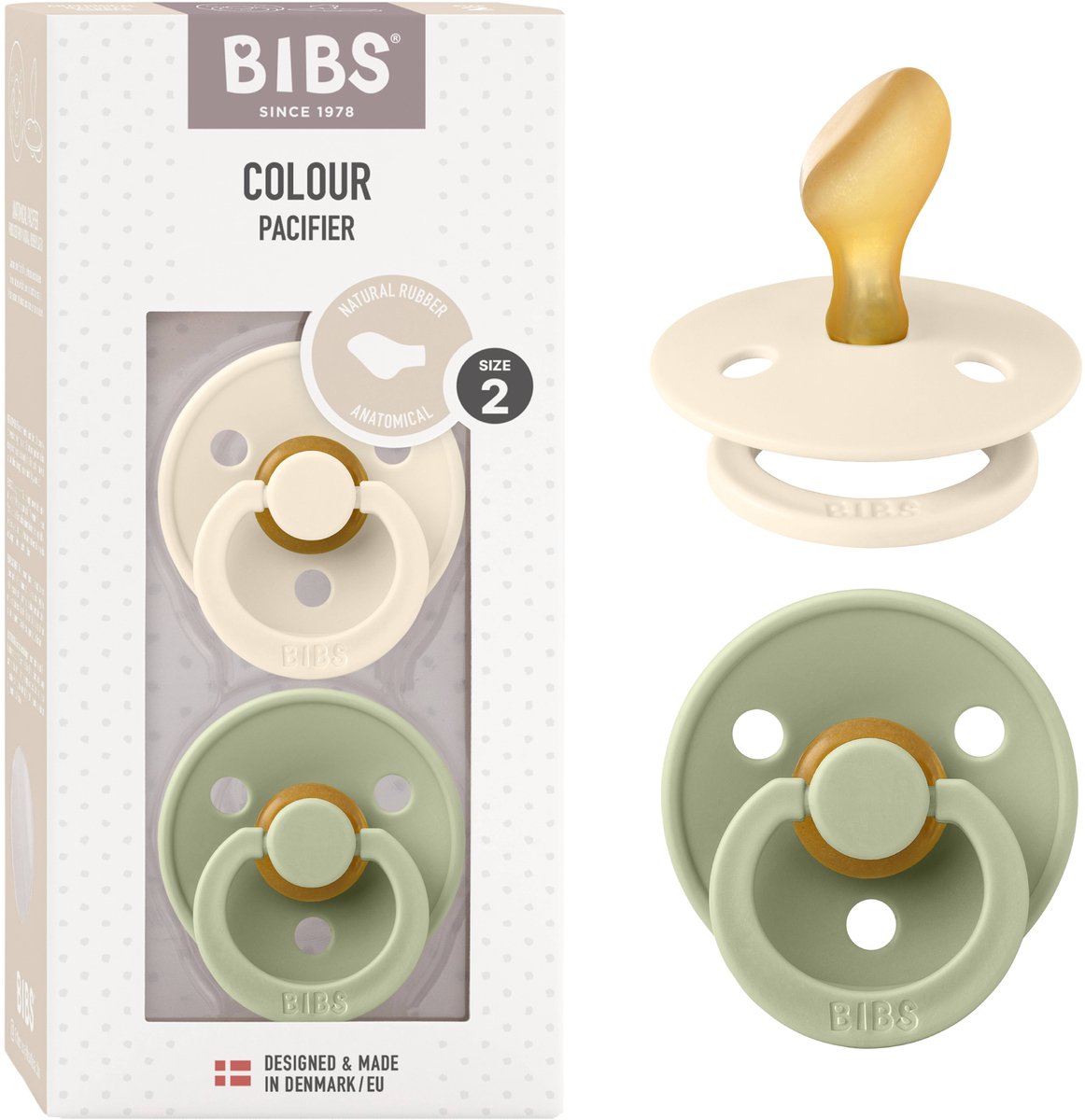 BIBS Colour Fopspeen - 6-18 mnd - 2-pack - anatomische - Ivory/Sage