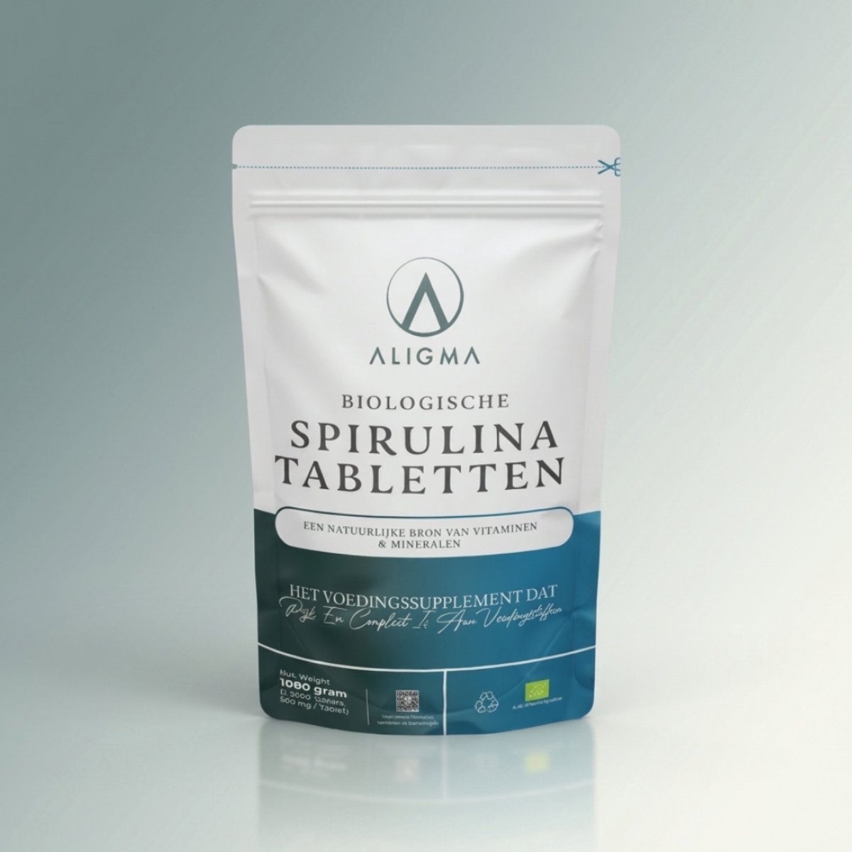 Aligma Biologische Spirulina Tabletten 1000 stuks – 500mg | Breed Voedingsprofiel | Vegan | EU Biologisch Gecertificeerd | Energie & Vitaliteit