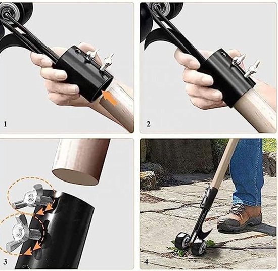 Onkruidverwijderaar - Haak onkruidverwijderaar - 2-in-1 onkruidverwijderaar - met wielen - Onkruidsteker - Onkruidtrekker - Garden Weeder - Tuingereedschap - Tuinonderhoud & Opruiming - voor bestrating, terrassen, opritten, stoepen en tuinen - zwart van Merkloos	 — afbeelding 3