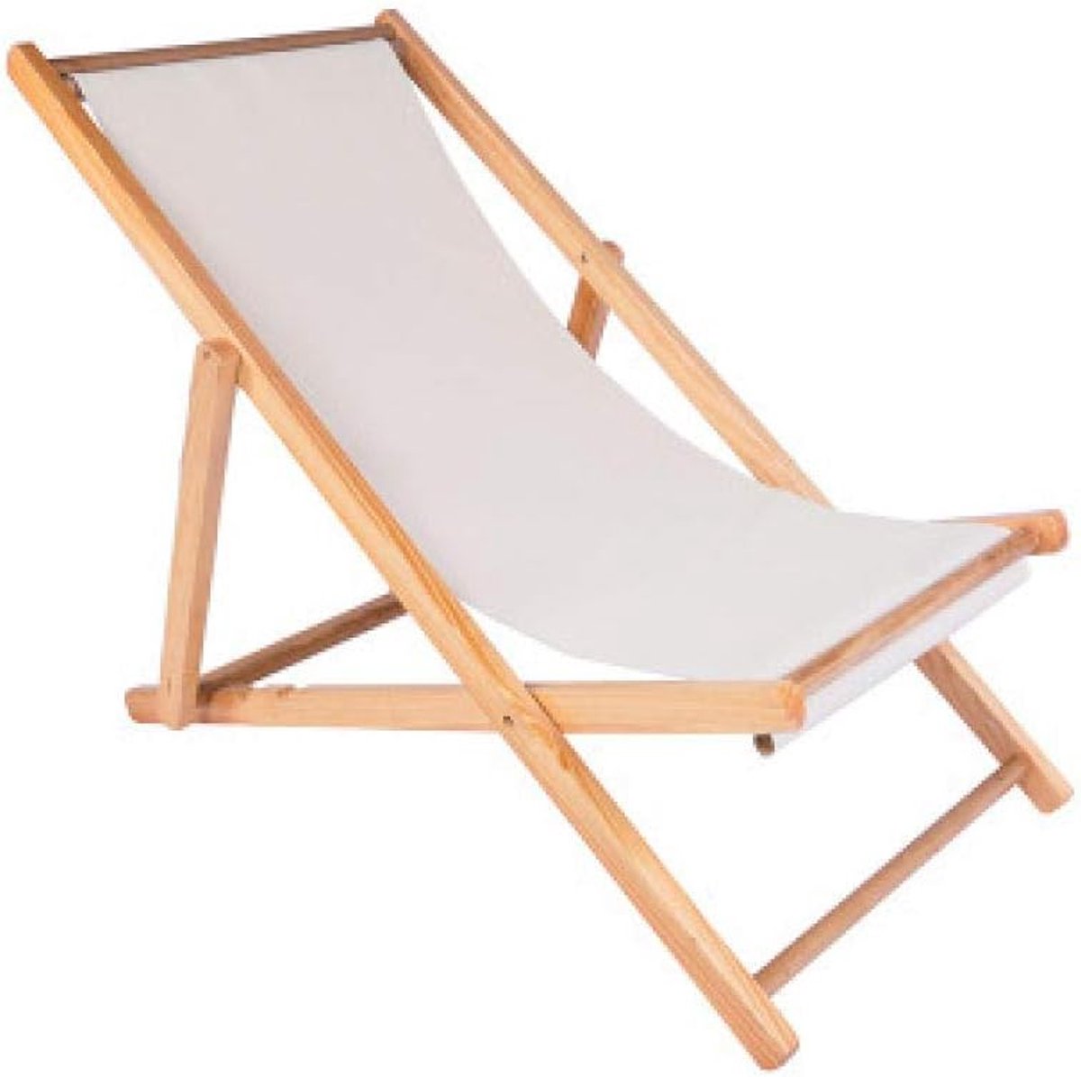 Strandstoel inklapbaar 128x58 cm – Verstelbare houten loungestoel met Oxford-stof – Opvouwbare camping ligstoel tot 150 kg – Lichtgewicht tuin- en strandstoel – Nicolehome