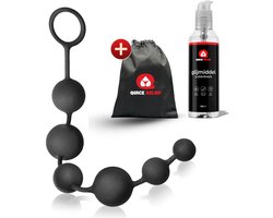 Quick Relief Anal Beads™ - Anale Kralen + 150ml Glijmiddel - Anaalketting - Sex Toys - Buttplug - Vaginale Ballen - Siliconen - 40 cm lang - Zwart