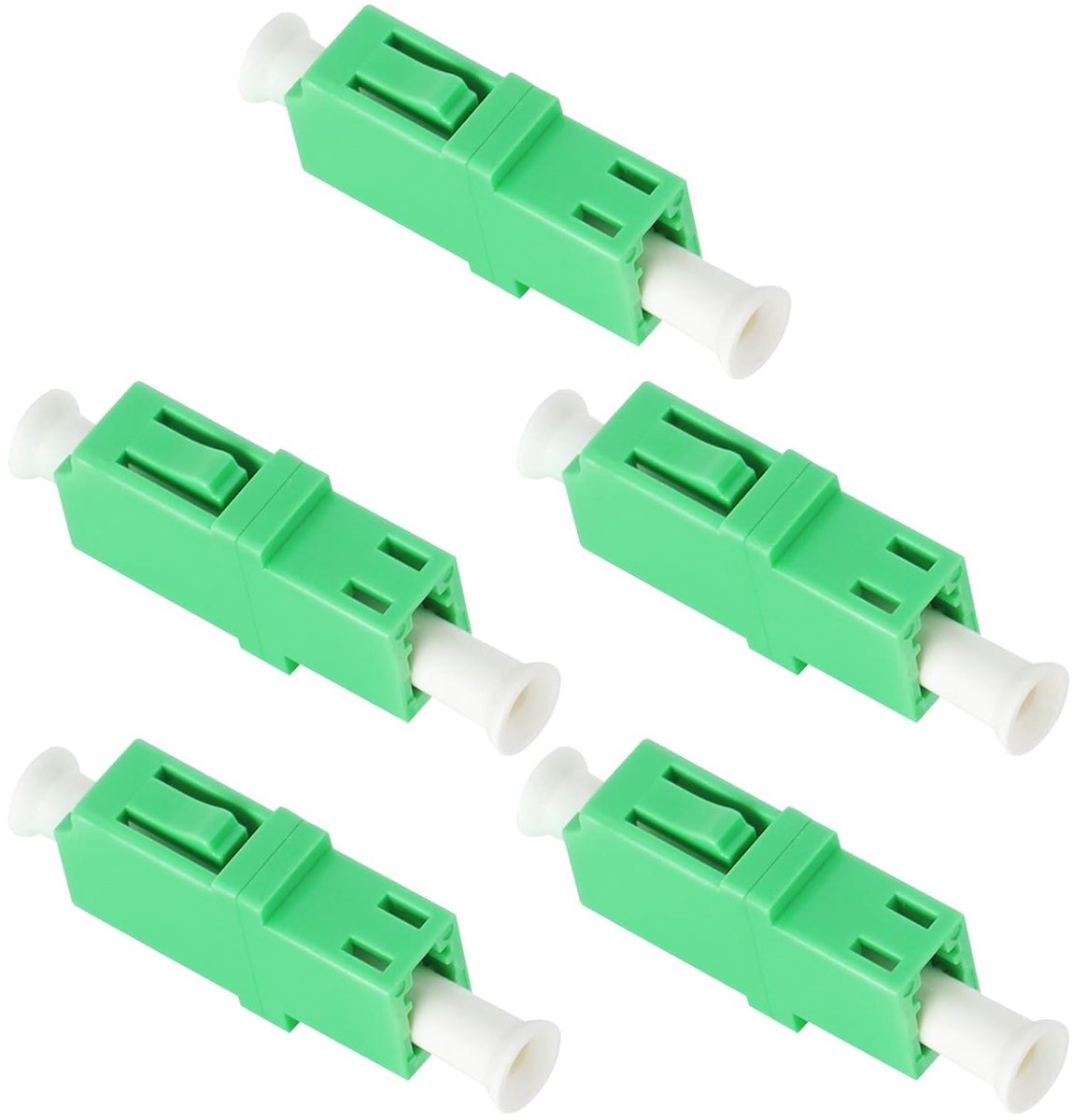 5 Stuks Fiber Optic Adapters, PC Singlemode Coupling Groene Netwerkverbinding voor Fibre Optic Communicatiesystemen, LC/APC Simplex, Snelle Installatie en Betrouwbaarheid