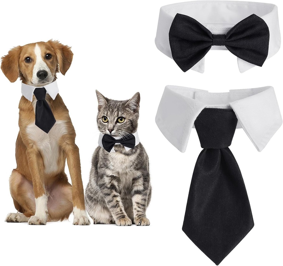Verstelbare tuxedo halsband voor huisdieren met strikje - formele kostuums voor honden en katten, ideaal voor bruiloften en feesten