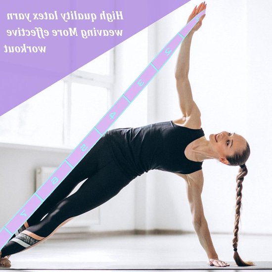 Yoga Stretch Band met 8 Lussen - Hoogwaardige Elastische Fitnessband voor Yoga en Gymnastiek, Ideaal voor Flexibiliteit en Krachttraining — afbeelding 5