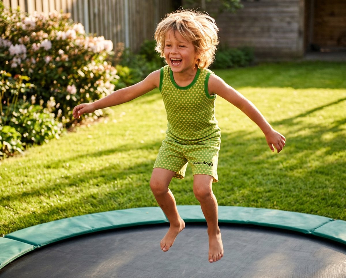 Ducksday - short/pyjama short - elastische taille - stretch - katoen - unisex - Groen - Sterren - Funky green – 4 jaar - 92/98