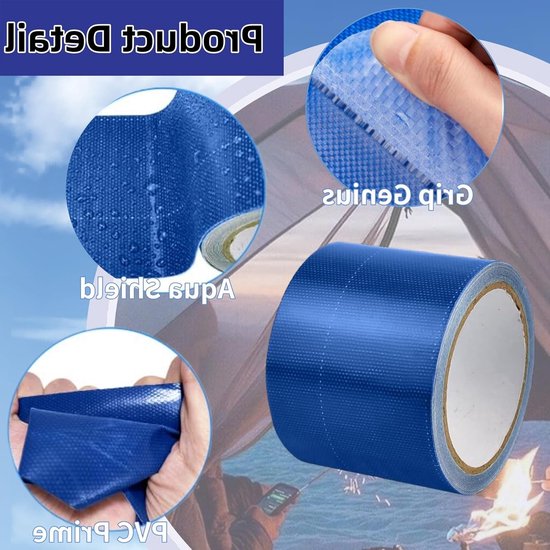 Dekzeil Reparatie Tape - Waterdicht Zeil Tape - Buiten Repareren - Sterke Hechting - 5 Meter Lang - Blauw — afbeelding 2