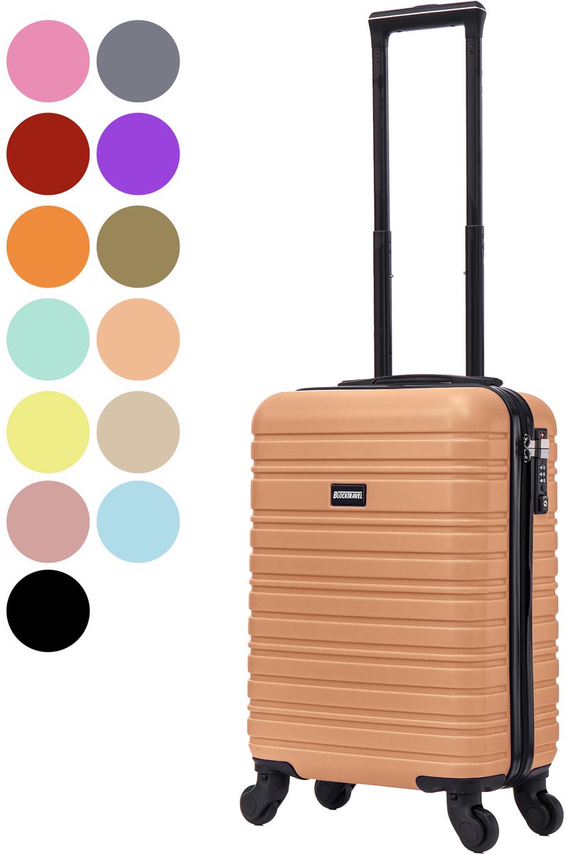 BlockTravel® Handbagage Koffer XS 29L - Trolley Handbagage Lichtgewicht 52cm - Afneembare Wielen - TSA-slot - Reiskoffer Handbagage - Trolley op Wieltjes - Valies - Reiskoffer met Wielen - Licht oranje