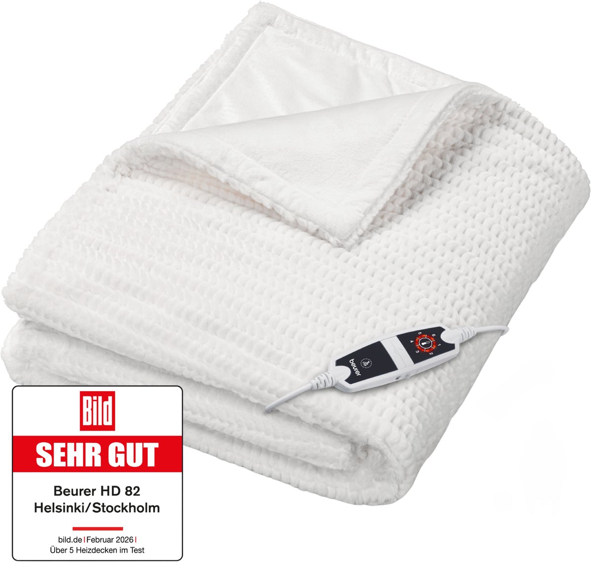 Beurer Elektrische Deken Premium - Warmtedeken - 1 persoons 180x130cm - Knuffeldeken - BSS (Beurer Safety System) - Wit - 3 Jaar Garantie 6. HD 82 - Wit