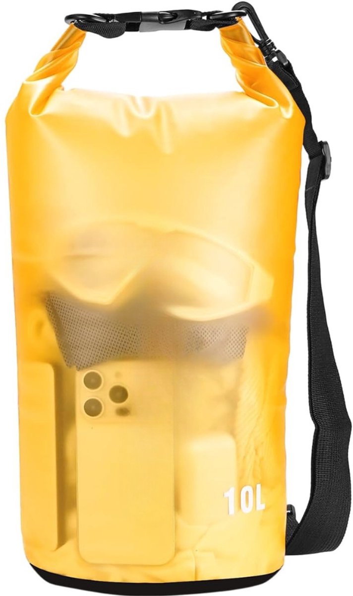 Drybag met Ajusteerbare Riem & Roltop Sluiting - Waterdichte Tas / Rugzak - Strandtas - Zwemtas - Wetbag - Droogtas - Outdoor Tas - PVC - 10L - Geel - van Imperatoris