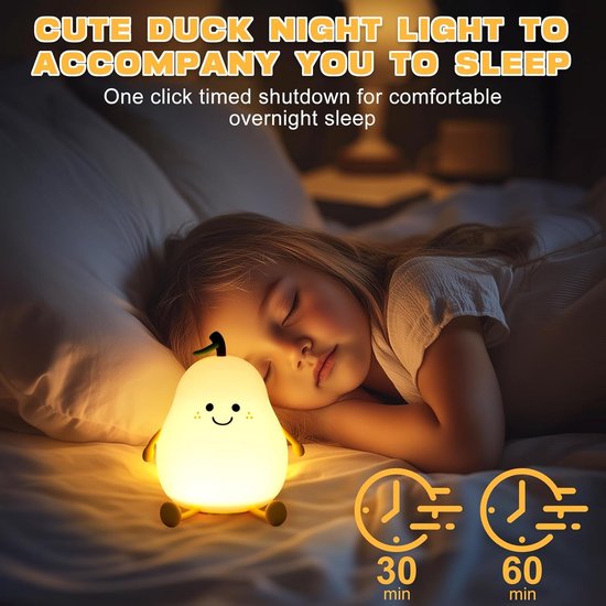 Veilleuse Kind in de Vorm van de Paar, Veilleuse Oplaadbare USB met Minuter, Tactiele Schakelaar, Bedlamp voor Slaapkamer, Kinderkamer en Woonkamer — afbeelding 5