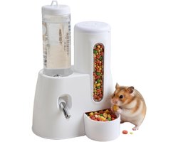 Automatische 2-in-1 Voederbak en Lekvrije Waterfles voor Kleine Huisdieren - Geschikt voor Hamsters, Cavia's, Chinchilla's en Gerbils - Eenvoudig Schoon te Maken en Anti-Tip Ontwerp
