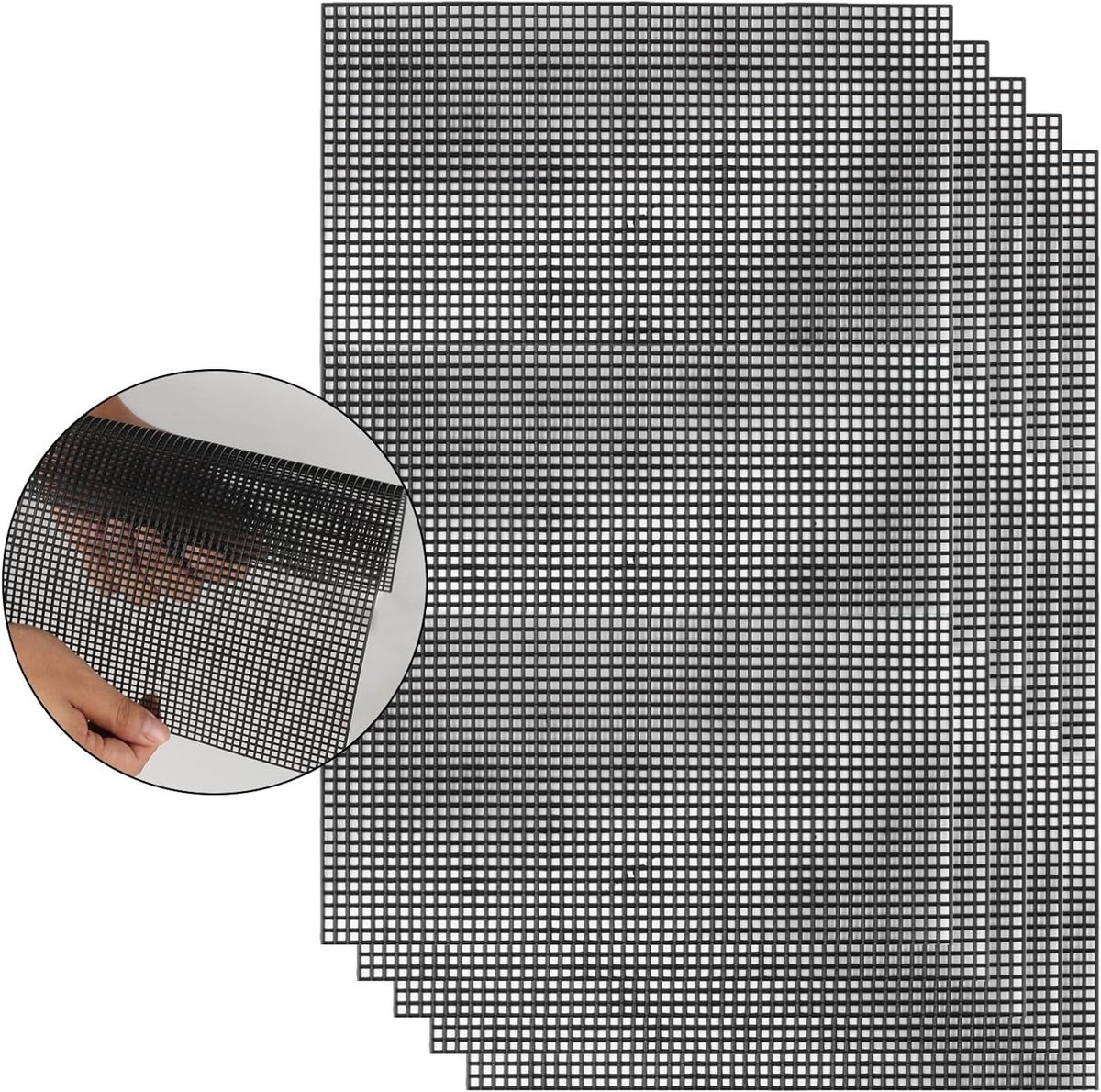 Zwarte Plastic Mesh Vellen voor Borduren - Zachte en Flexibele Materialen voor Creatieve Knutselprojecten en Borduurwerk