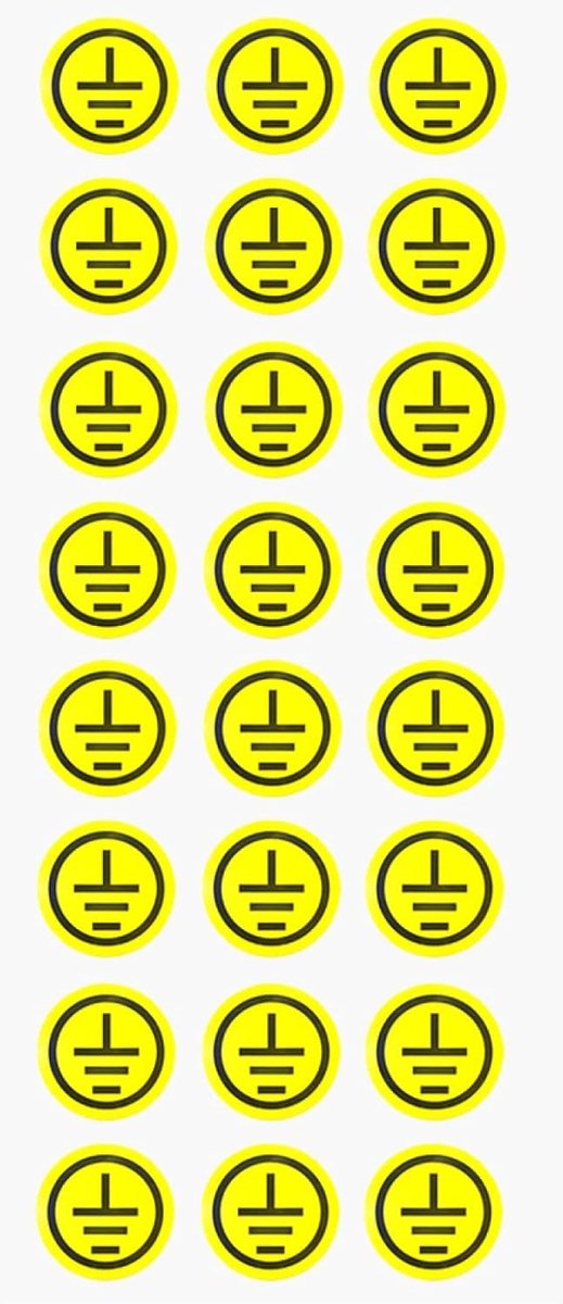Veiligheidsstickers voor Aardverbinding, 24 Stuks, Zelfklevend, Waterdicht, Elektrische Waarschuwingslabels voor Aardingssystemen