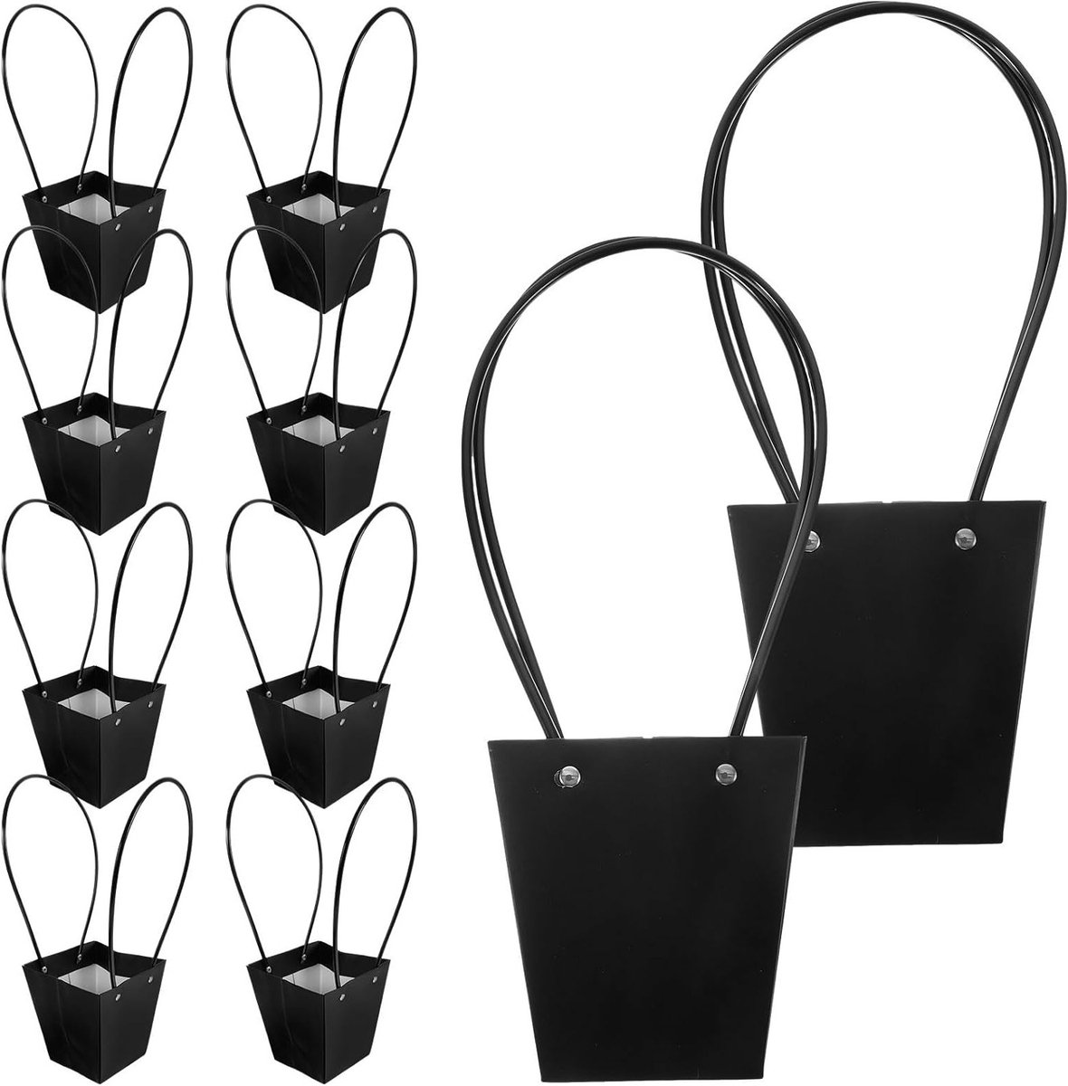 Kraft papieren tassen met handvatten - Perfect voor bloemen, feestjes, traktaties en kleine cadeaus - Set van 10 stuks