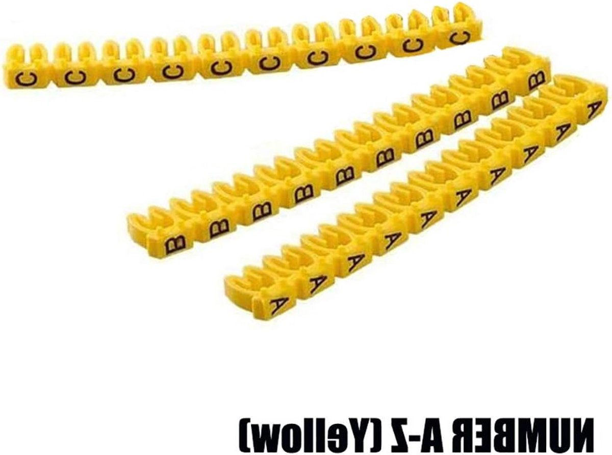 Nummerlabel Tubes A-Z voor Kabels - Gele Marker voor 1.5mm² Draad (260 Stuks) - Organiseer en Identificeer Kabels Efficiënt