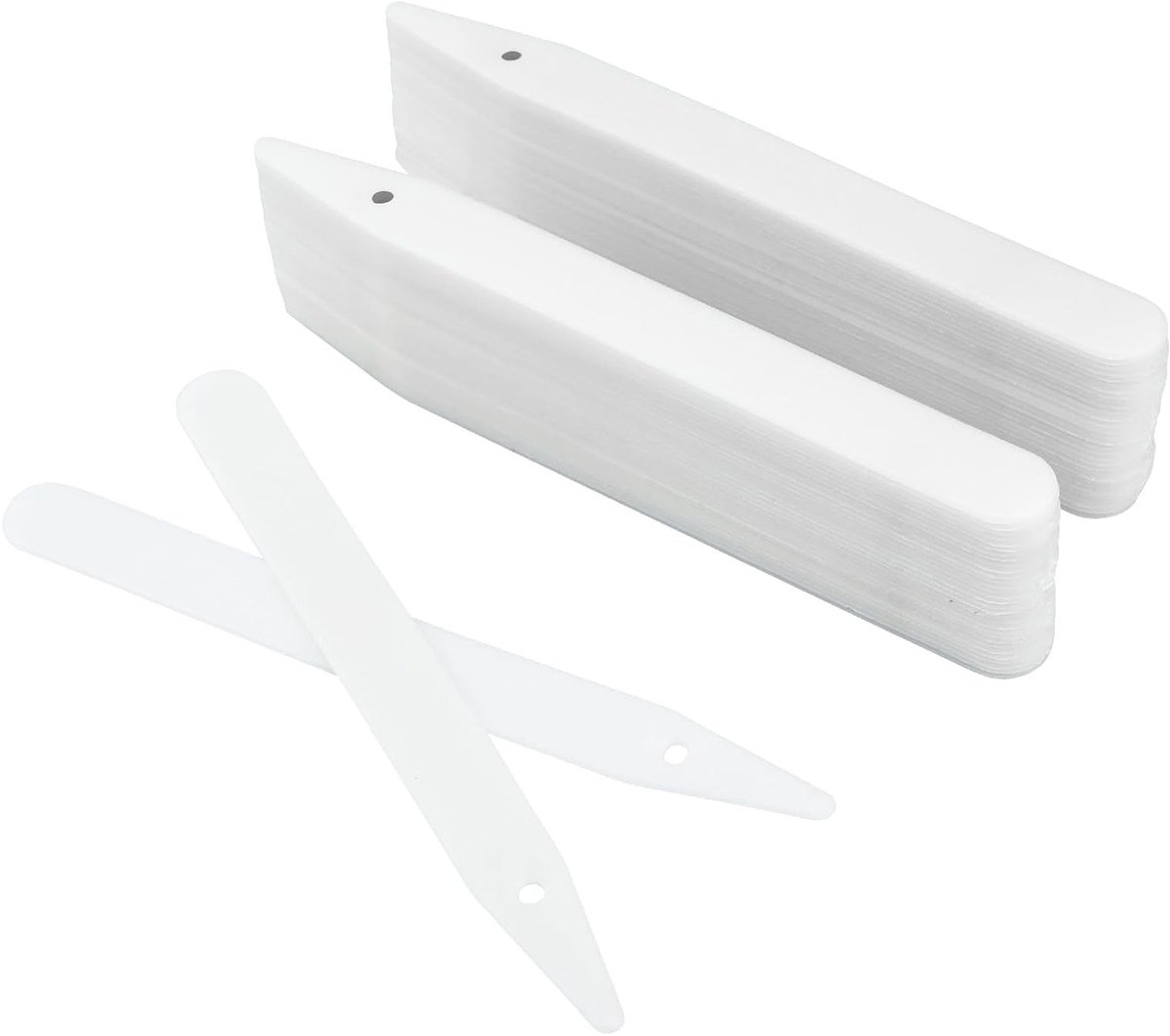 100 Stuks Witte Plastic Plant Labels - 15 cm Hangende Boomlabels voor Tuin en Zaadlabel met Gat