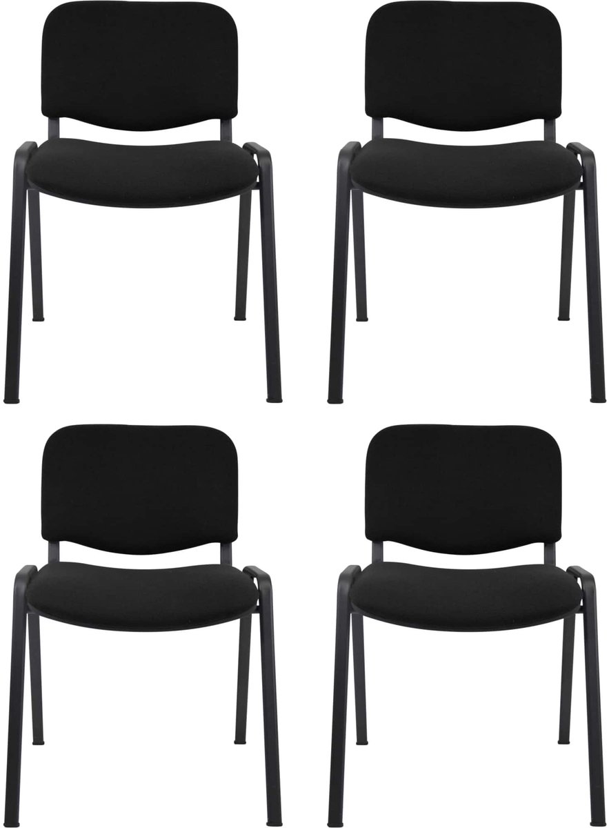4 stuks Vergaderstoel - kantinestoel - Model ISO - Stof zwart - Frame zwart - Stapelbaar Isostoel iso stoel