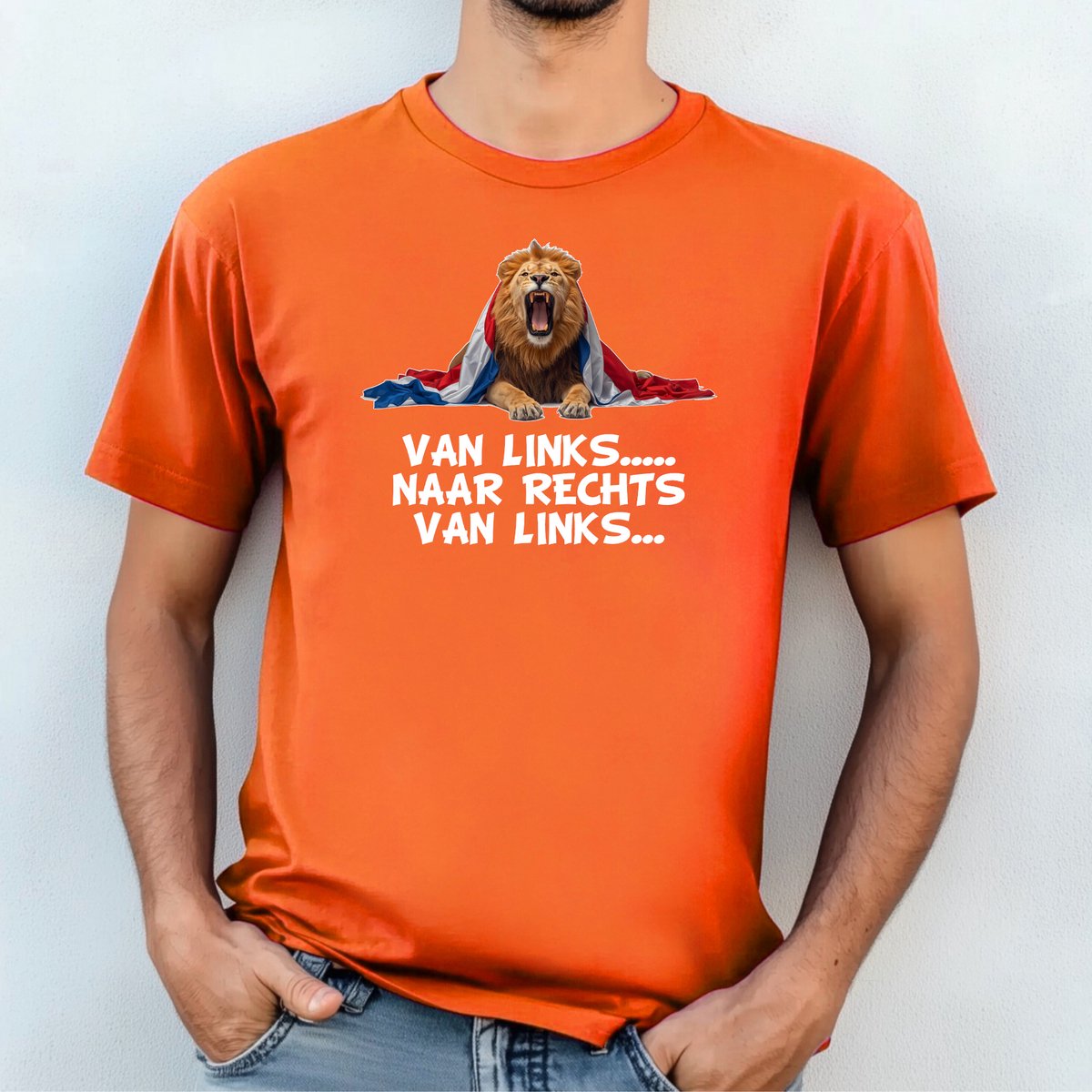 Oranje Heren T-shirt- WK voetbal- EK voetbal- T-shirt maat 3XL-van links naar rechts- oranje T-shirt WK voetbal Shirt