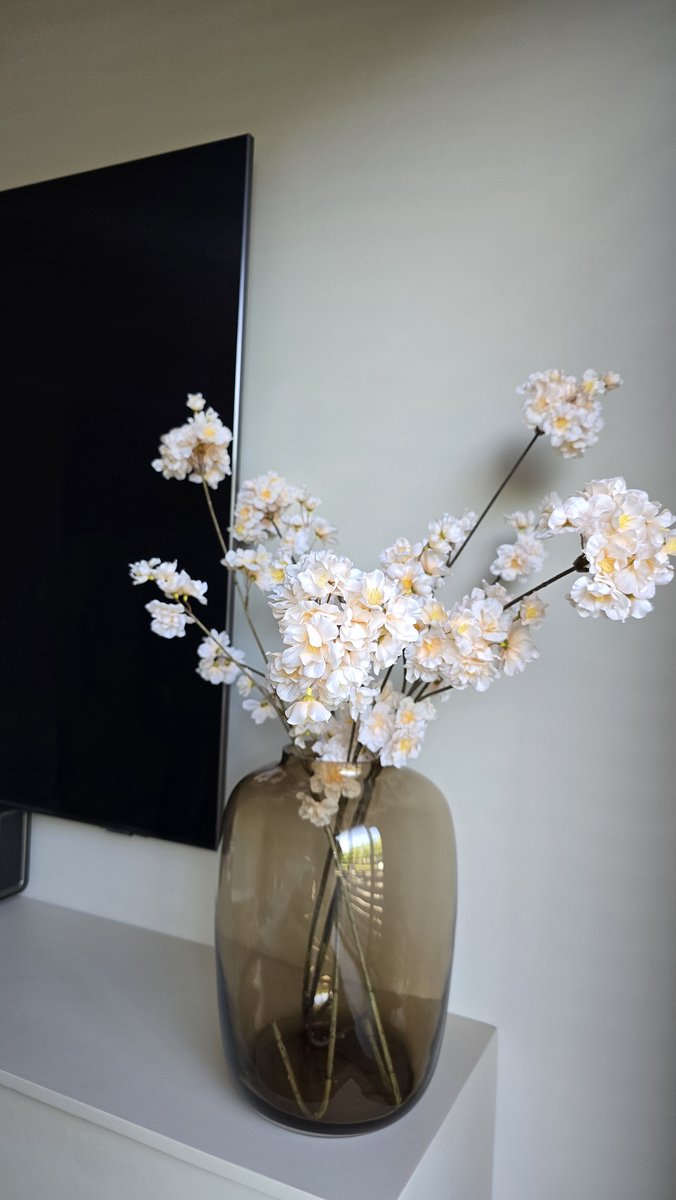 Zijden bloemen boeket-Cream-Bloesemtakken-5 stuks van 85 cm-Kunstbloemen-Moederdag-Cadeau-Verjaardag-Nepbloemen-Real touch-Vrouw-Trouwdag-Onderhoudsvrij-Realistische look-Luxe woonaccessoires-Decoratie woonkamer-Kunstboeket-Voor vaas