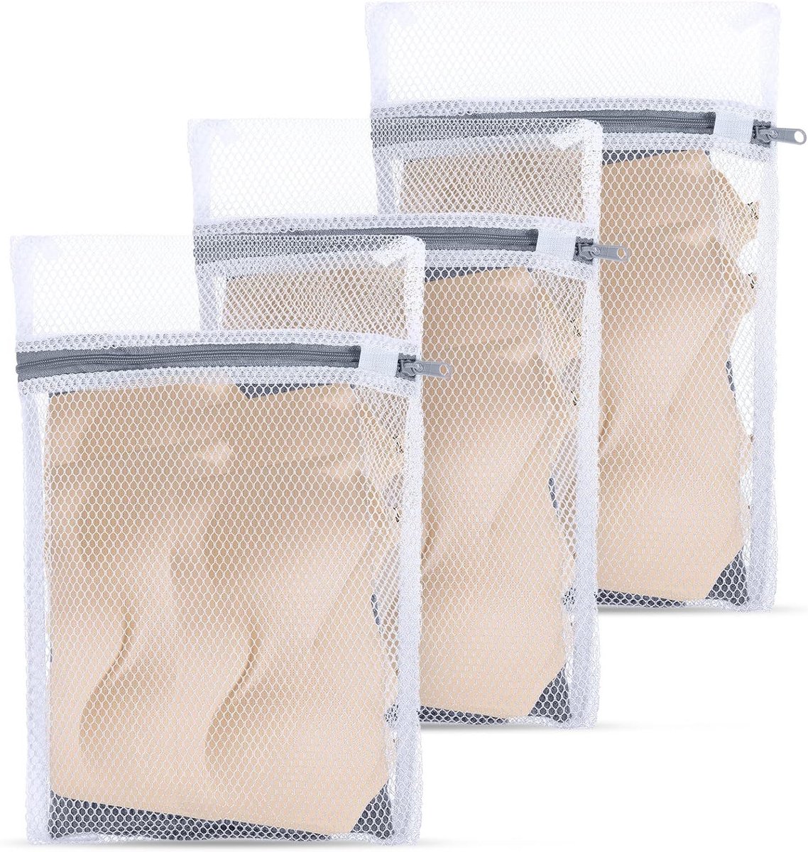 Waszakken voor de Wasmachine - 4 Stuks Mesh Waszakken met Rits, Ideaal voor Ondergoed, Bh's en Baby Kleding - 30 x 20 cm en 40 x 30 cm