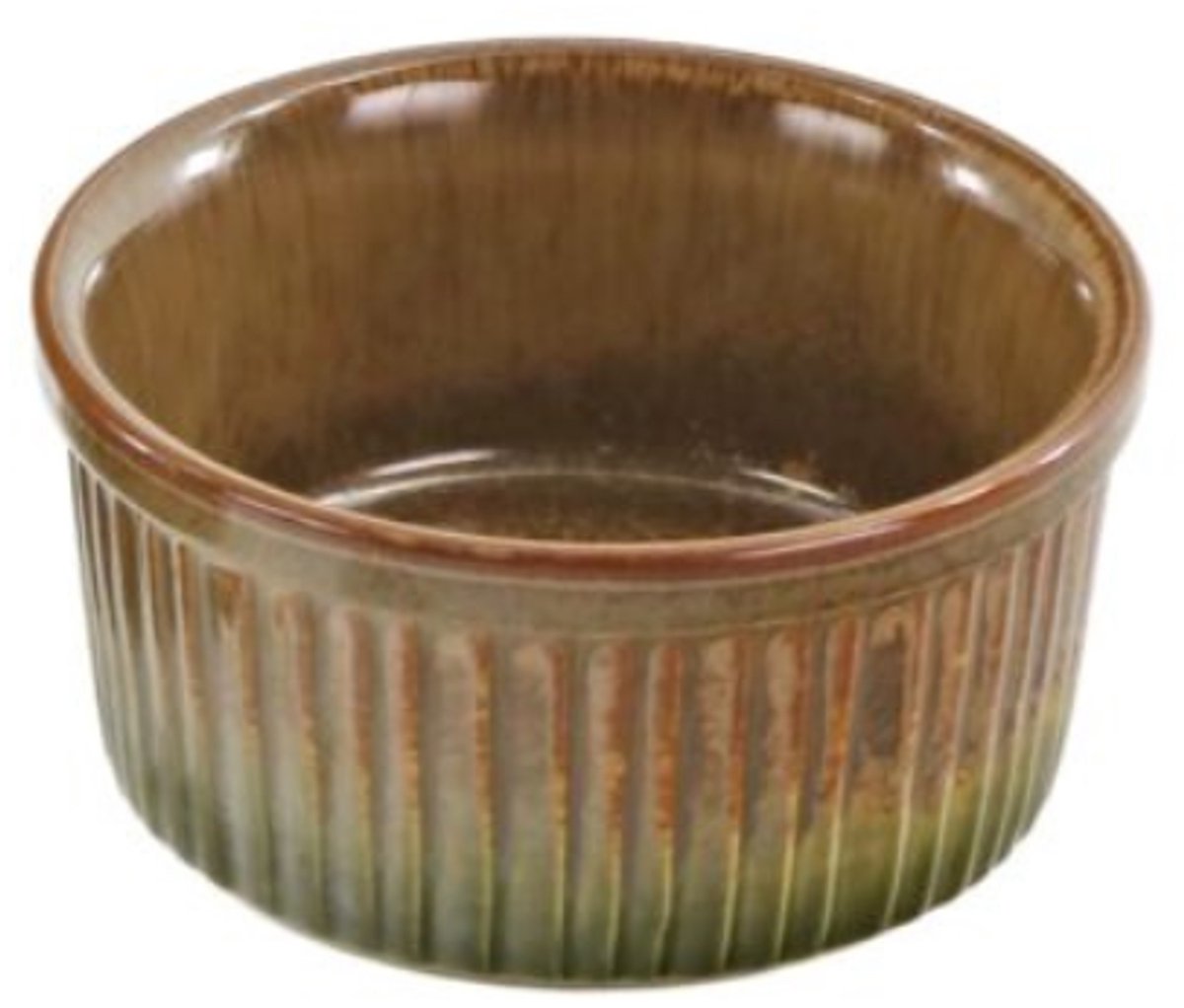 MPLCo - Ombres Crème Brûlée Schaaltje - Dessert Schaaltje - Ovenbestendige Ovenschaal Dessert - Ramekin Schaaltjes - Oven & Magnetron Geschikt - 200ml - Keramiek - Ø10 x 5 cm - Groen Bruin
