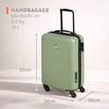 Lichtgroene handbagagekoffer van 55x35x20cm, 35 liter, 2.5kg.