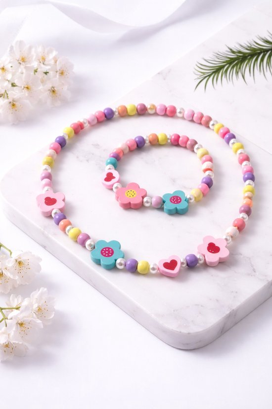 Kralenketting hartje - kinderketting - kralen ketting -meisjes ketting -kinder armband