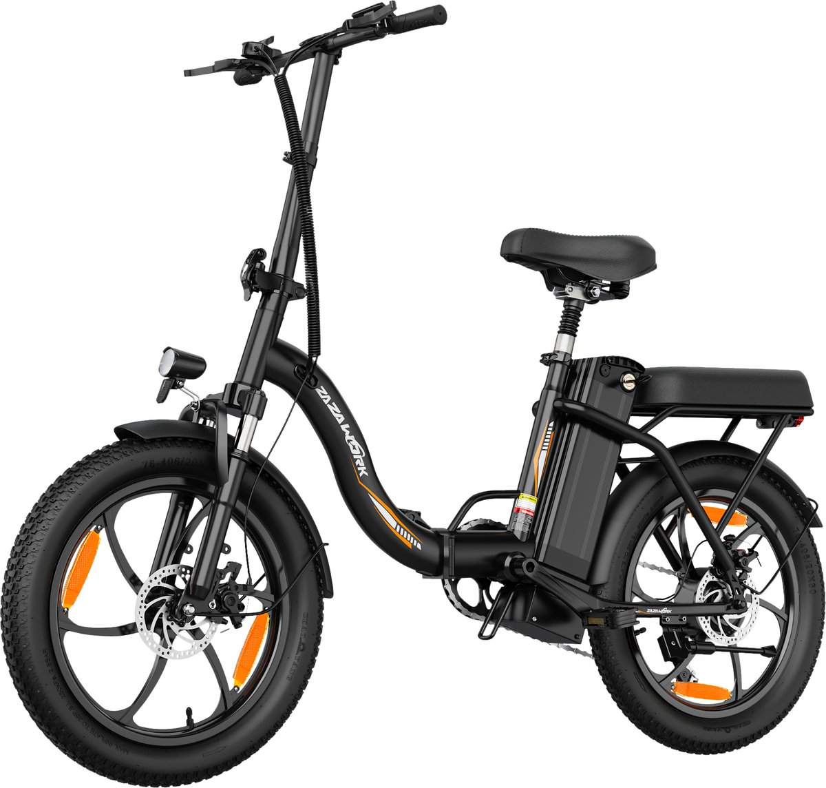 ZAZAWORK C16 Elektrische Fiets – Actieradius tot 50 km – Afneembare 48V 16Ah Batterij – 250W Motor – 7 Versnellingen – 20 Inch Opvouwbare E-Bike – Zwart