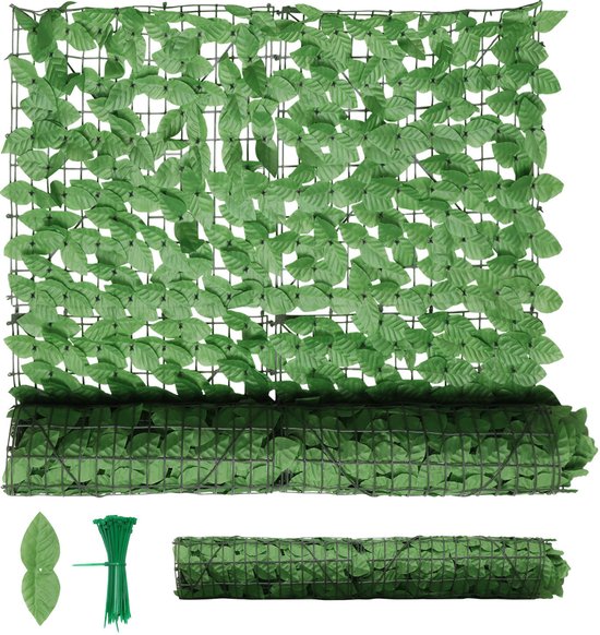 Kunstmatige Klimop Haag 3x1 m - Kunststof Haag met UV-bestendige - Privacy Scherm voor Balkon en Tuin of Terras - groen
