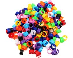 200 Stuks 8mm Vogelpootbanden zonder Cijfers - Multi-kleurige Plastic Beenringen voor Duiven, Papegaaien en Kippen - Identificatieclips in 10 Gemengde Kleuren